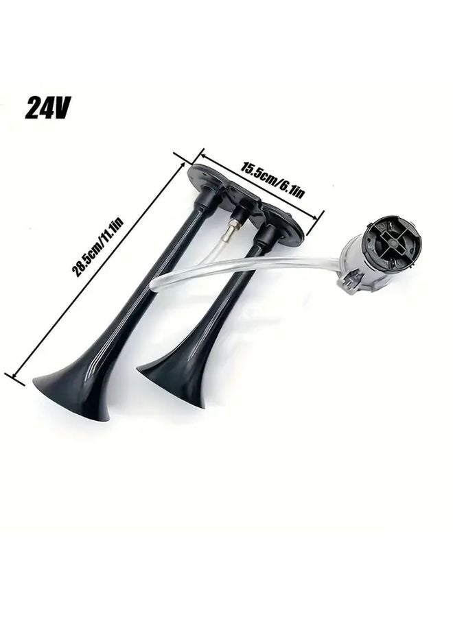 24V Train Air Horn Kit Super Loud Polished Zinc Alloy Universal Fit for Trucks Cars SUVs - Image 2